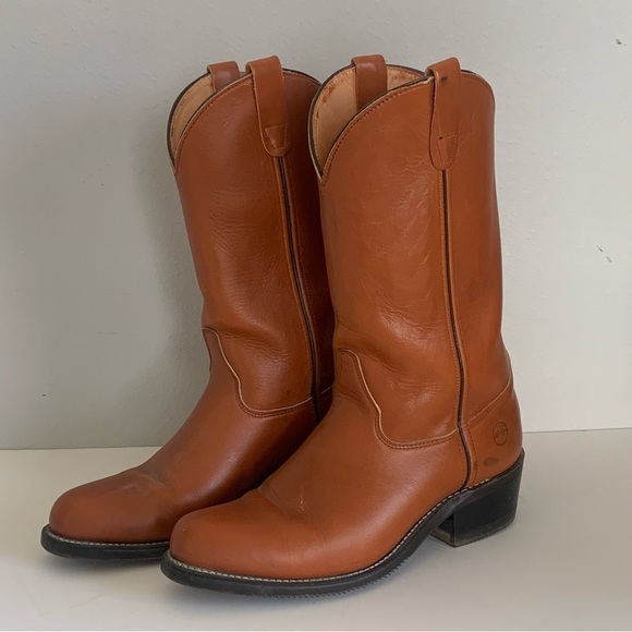 Double H Cowboy Work Boots Brown Leather Oil Chemical Resistant Men 9 EE USA - Picture 1 of 15